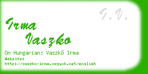 irma vaszko business card